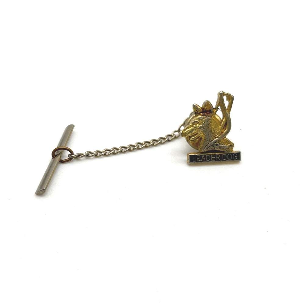 Vintage Leader Dog for the Blind Tie Tack Gold Tone German Shepherd Guide Dog